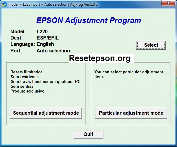 Epson Adjustment Program l220