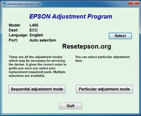Epson L405 Resetter