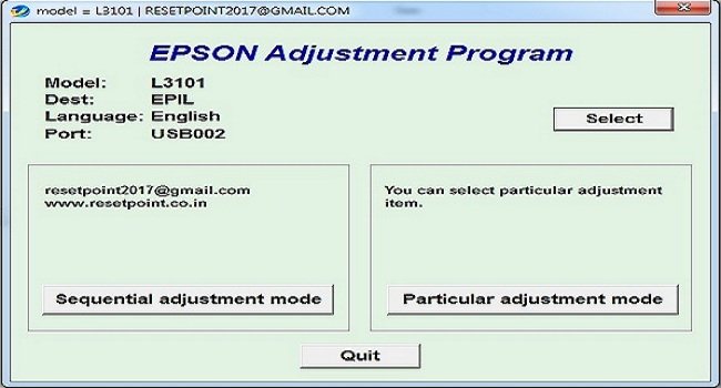 Epson L3101 Resetter download