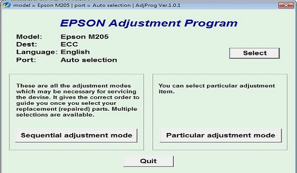 Epson M205 Resetter Adjustment Program Tool Printer Solutions