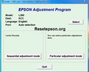Epson l380 Adjustment Program