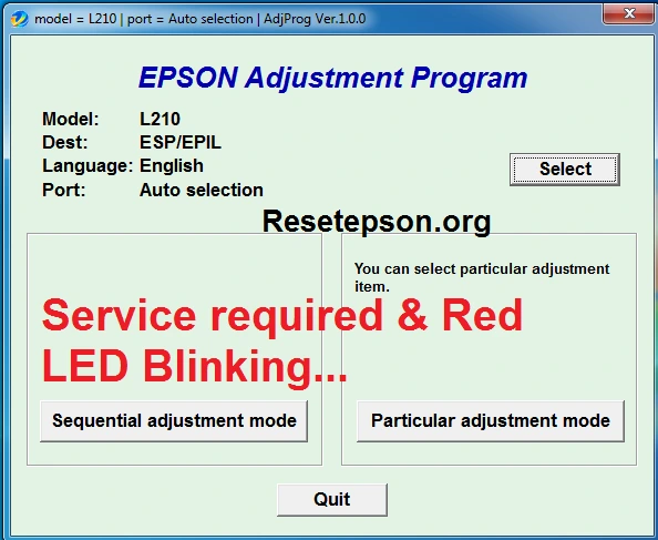 Reset Epson l210