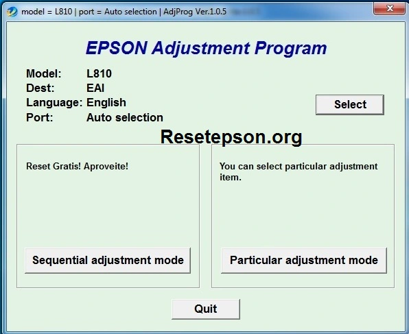 Reset Epson l810