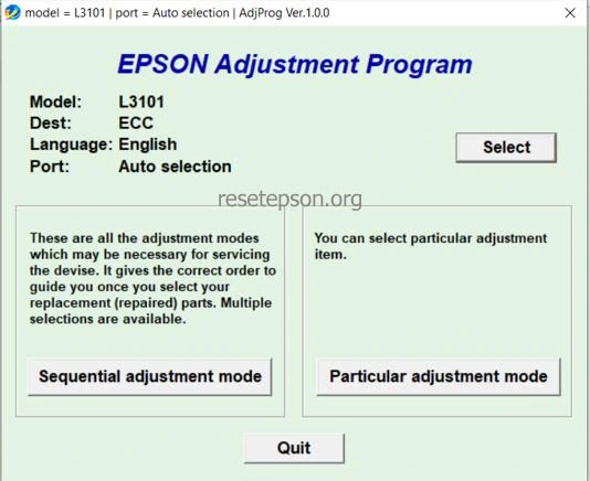Epson L3101 Adjustment Program